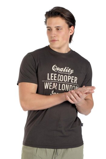 Lee Cooper Ανδρικό μπλουζάκι Rodrigo 100% βαμβακερό με λαιμόκοψη καφέ
