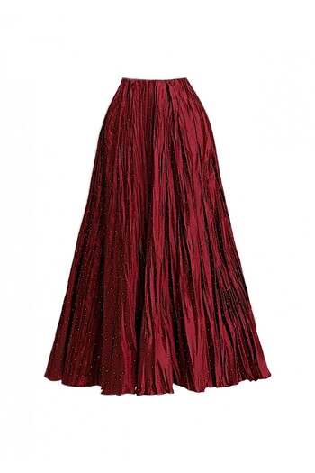 Modamorfo Fusta plisată cu pietre - Burgundy