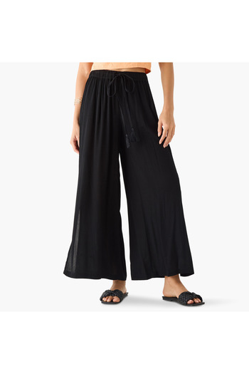 FAV Textured Palazzo Pants with Drawstring Closure