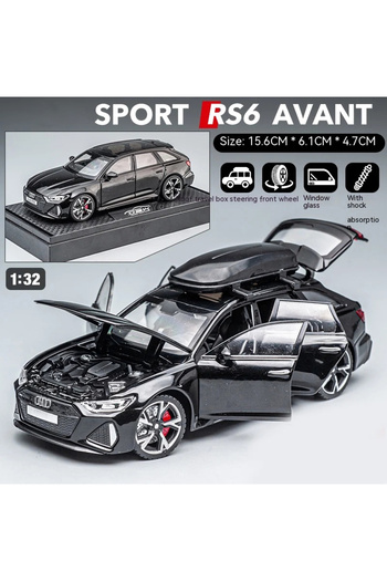Choice black 1/32 RS6 Toy Car Model with Sound Light Doors Opened Alloy Diecast Model Vehicle Collection To