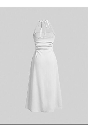 Dressco Meryem - Boyundan Bağlamalı Drapeli Midi Elbise