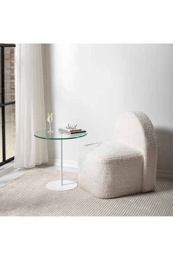 Generic Metal and glass side table 35x55 cm - white