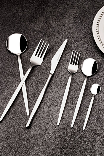 Snippy Fettucini - 6 Kişilik 36 Parça Paslanmaz Çelik Çatal Kaşık Bıçak Takımı 18/10 304 Paslanmaz Çelik