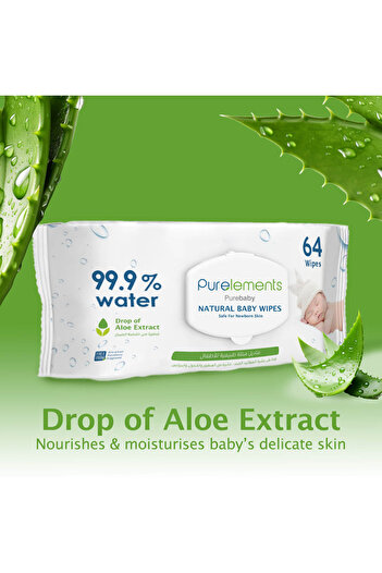 Purelements Pure Elements - Aloe Natural 99.9% Water Wipes - 64pcs