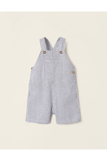 Ziddy Striped Cotton Jumpsuit for Baby Boys, White/Blue