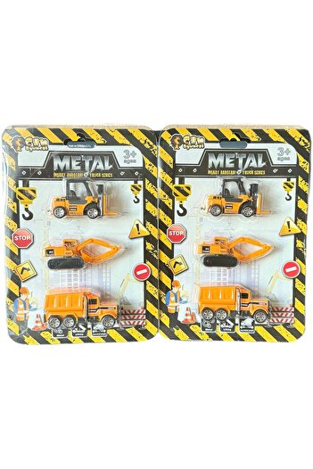 tmtoysandmore İnşaat Seti Metal Kum Kamyonu Forklift Kepçe Mini Oyuncak (6lı Yollanır)