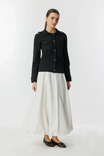 Hooopstore Mercerized Black Cardigan with Pocket Flaps