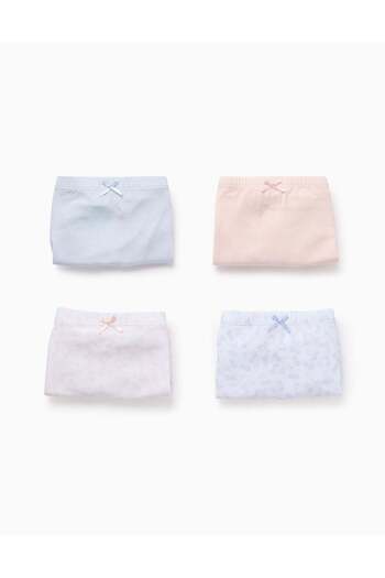 Ziddy Pack of 4 Plain/Printed Boxer Shorts for Girls 'Cherries', Multicolour