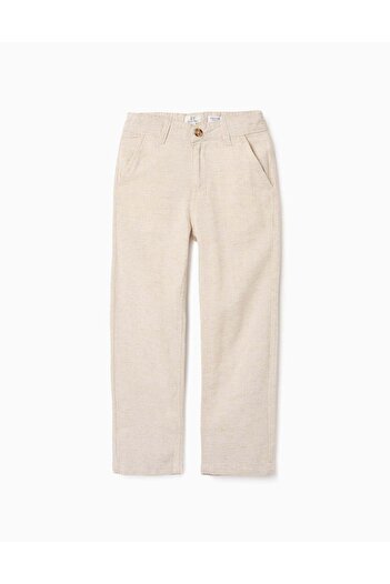 Ziddy Chino Linen Trousers for Boys 'Slim', Beige