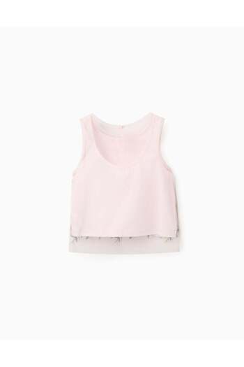 Ziddy Tulle Top with Colourful Embroideries for Girls, Pink