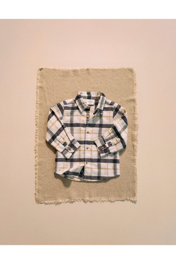 Ziddy Cotton Checked Shirt for Baby Boys 'B&S', White/Grey/Beige