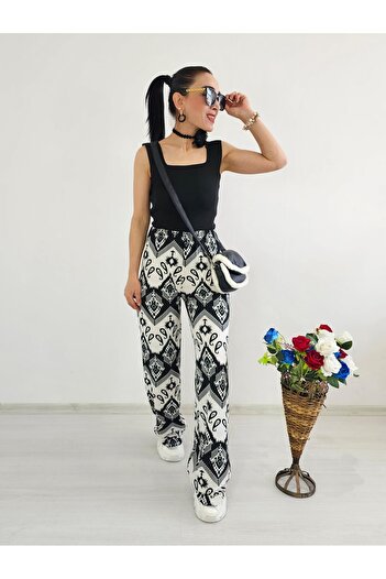6 butik altı üstü butik Twist Fabric Patterned Trousers