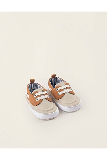 Ziddy Deck Shoes for Newborns, Beige/Camel