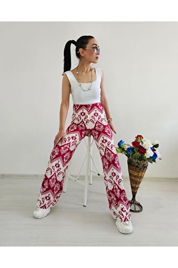 6 butik altı üstü butik Twist Fabric Patterned Trousers