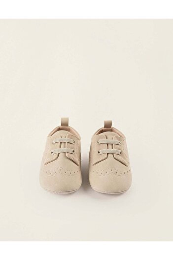 Ziddy Brogue Shoes for Newborns, Beige