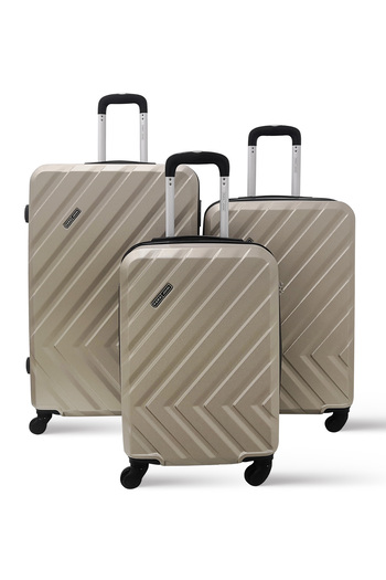 PARAJOHN Chevron Set of 3 ABS Hard Case Luggage Trolley Bag with 4 Spinner Wheels & Lock