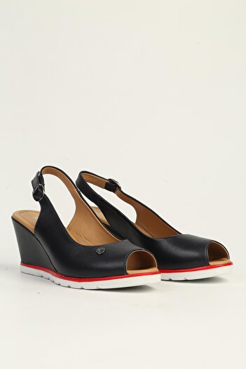 Pierre Cardin Navy Blue Leather Heeled Shoes Pc-54596