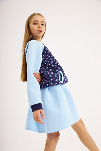 Hilal Akıncı Kids Girl's Scuba Fabric Lined College Jacket Skirt 2-Piece Set