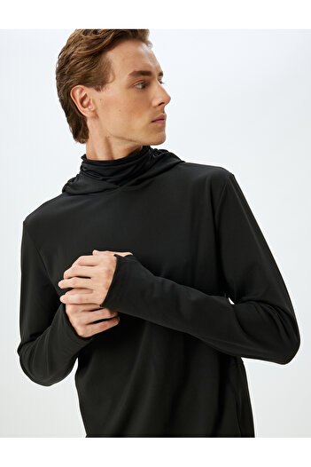 Koton Hooded Expression Sacrifice the Tortoises Long Sleeve Sports Sweatshirt