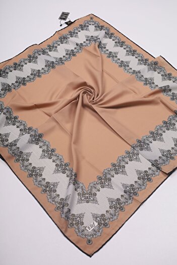 Elif Medina Silk Scarf with Leaves - Pattern-01 - Color-09
