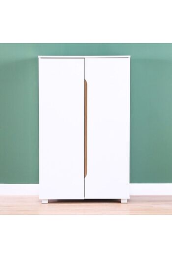 Danube Home Bill 2 Door Shoe Cabinet 22 pairs - White/Oak L73xW37xH119cm