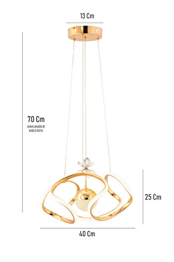 Dekorluna Oscar Gold Kaplama Modern Sarkıt Led Avize Beyaz Işık Salon Mutfak Oda Hol Ledli Avize