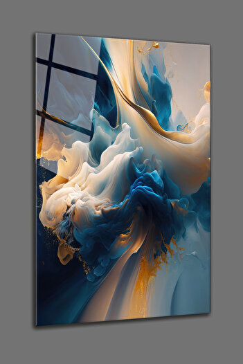 indispensablely Colorful Smoke Abstract Glass Painting-Decorative Modern Glass Wall Painting-Gift for Home Office-4Mm Unbreakable