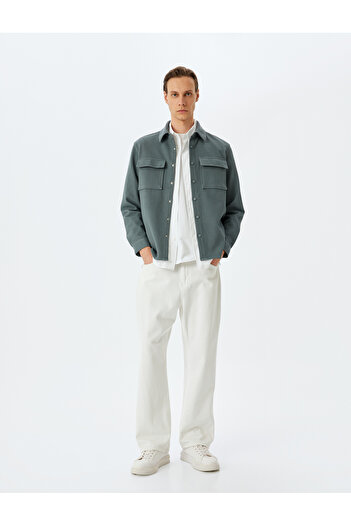 Koton Long Sleeve Cotton Blend Pocket Detailed Shirt Jacket