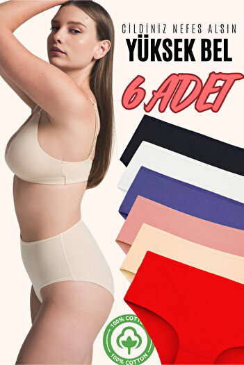 red iç giyim Large Size Women's Cotton Panties Oversize Bato 6 Pack