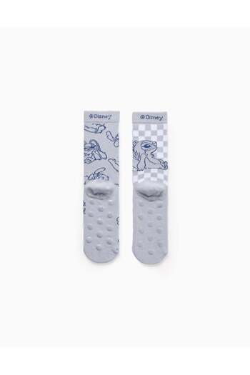Ziddy Pack 2 Pairs of Non-Slip Socks for Girls 'Stitch', Blue