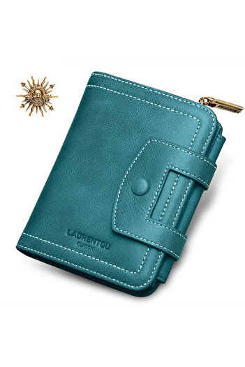 Laorentou Cucinelli Genuine Leather Italian Made Zippered Women's Wallet - Women's Card Holder