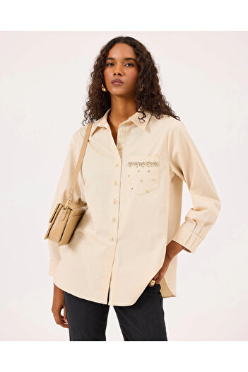 SEÇİL Buttoned Shirt with Stone Pocket Detail
