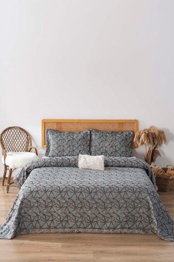 Rivaİstanbul Eliz Green Double Bedspread Set 4 Piece Sleep & Dowry Set