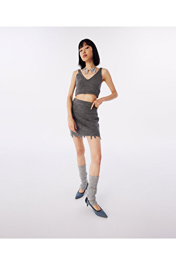 Twist Knitwear Skirt with Antique Effect