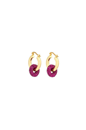 Twist Shiny Stone Detailed Hoop Earrings