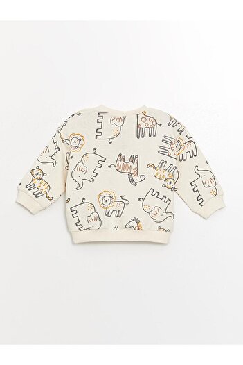 LC Waikiki Bisiklet Yaka Baskılı Erkek Bebek Sweatshirt Ve Eşofman Alt 2'li Takım (W4)