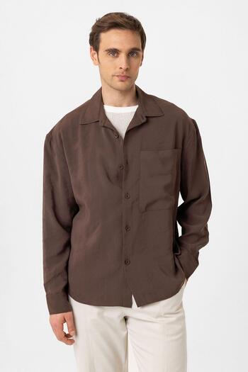 Antioch Brown Relax Fit Modal Fabric Men's Shirt