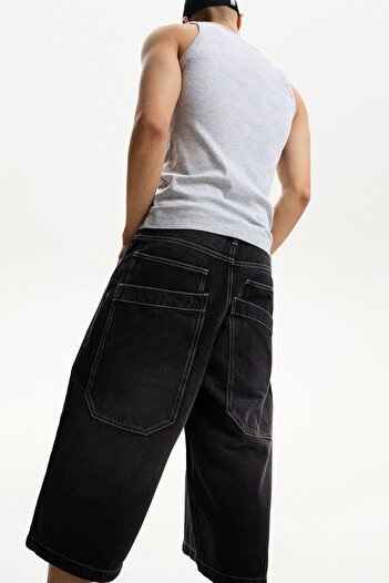 Bershka Super baggy denim bermuda jort