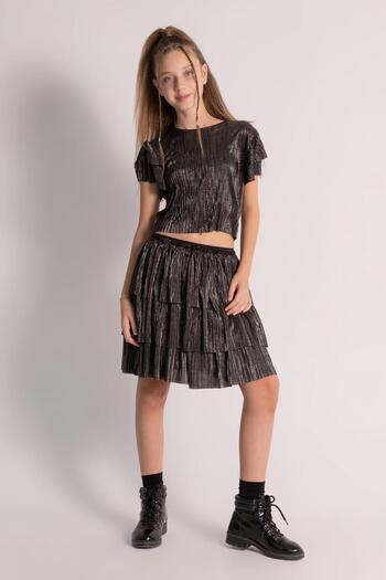 Dmb Girl's Ruffled Tulle Skirt 9-14 Years Bronze