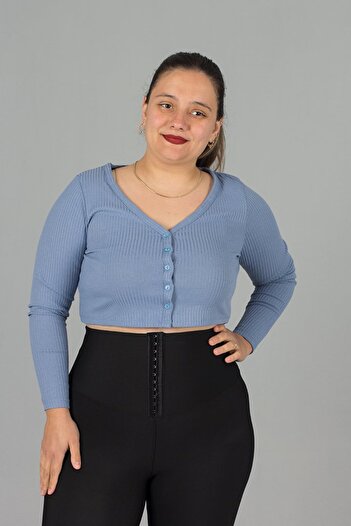 Truva XXL Plus Size Crop Cardigan Blouse