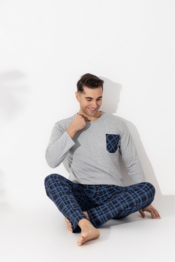 Sude HOMEWEAR Σετ ανδρικής πιτζάμες με μακρυμάνικο χρώμα