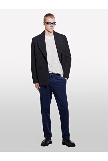 Sisley Men's Faded Navy Blue Slim Fit Drawstring Velvet Jogger Pants