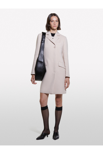 Sisley Women's Powder Lined Buttoned Flap Pocket Design Men's Lapel Coat