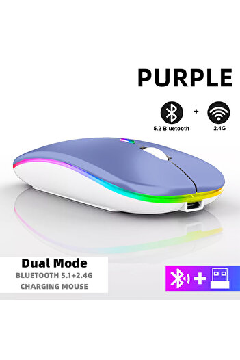 Choice5 Dual Mode Wireless Tablet Phone Computer Bluetooth Wireless Mouse Rechargeable RGB Backlight Mice fo