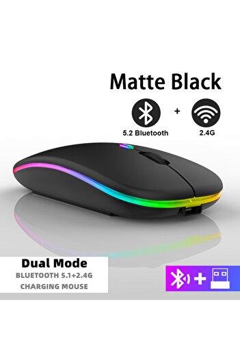 Choice Dual Mode Wireless Tablet Phone Computer Bluetooth Wireless Mouse Rechargeable RGB Backlight Mice fo