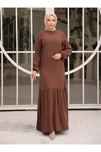 SAHRA BUTİK Φόρεμα με καφέ φούστα - Sahra Boutique