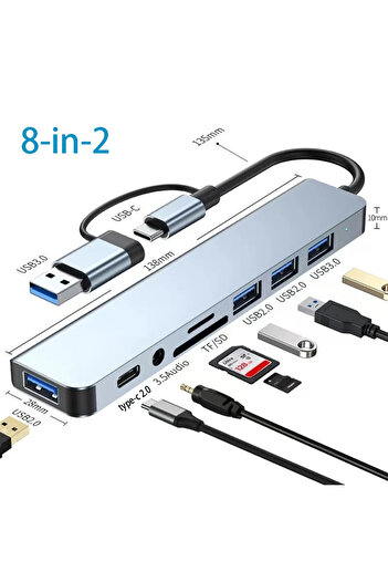 Choice1 8-in-2 USB C HUB Type C Splitter Thunderbolt 3 Docking Station Laptop Adapter With For Macbook Air M