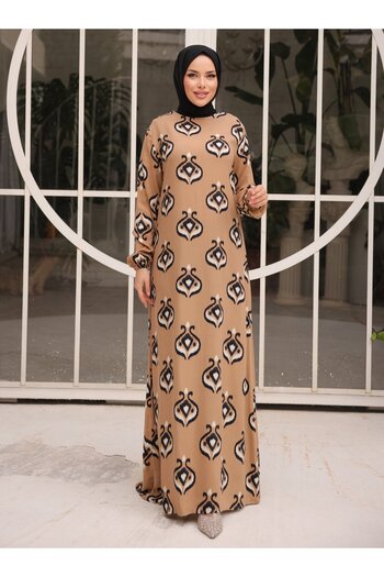 SAHRA BUTİK Viscosite Tester Dress - Cream - Sahra Butik