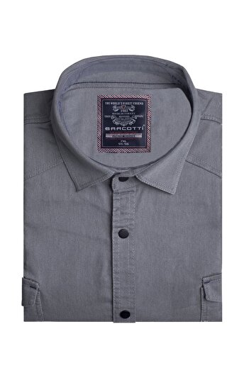 tambattal Lycra Large Size Denim Shirt Long Sleeve Gray Suitable for 120Kg-190Kg