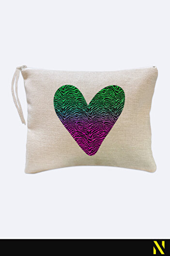 nilizma Heart Zebra Patterned Linen Handbag